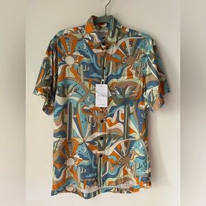 NWT Kenny Flowers Mens The Sedona Desert Cactus Short Sleeve Button Down Shirt S